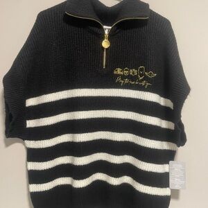 Star Wars Black and White Striped Zip-Up Sweater